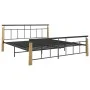 Bettgestell aus Metall und massivem Eichenholz 180x200 cm von vidaXL, Betten und Lattenroste - Ref: Foro24-324902, Preis: 141...