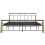Bettgestell aus Metall und massivem Eichenholz 180x200 cm von vidaXL, Betten und Lattenroste - Ref: Foro24-324902, Preis: 141...