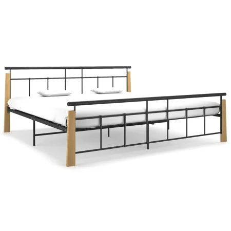 Metal bed frame and solid oak wood 200x200 cm by vidaXL, Beds and slatted bases - Ref: Foro24-324903, Price: 148,62 €, Discou...