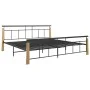 Metal bed frame and solid oak wood 200x200 cm by vidaXL, Beds and slatted bases - Ref: Foro24-324903, Price: 148,62 €, Discou...
