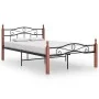 Bettgestell aus Metall und massivem Eichenholz 120x200 cm von vidaXL, Betten und Lattenroste - Ref: Foro24-324906, Preis: 128...