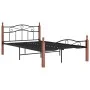 Bettgestell aus Metall und massivem Eichenholz 120x200 cm von vidaXL, Betten und Lattenroste - Ref: Foro24-324906, Preis: 128...