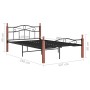 Estructura de cama metal y madera maciza de roble 120x200 cm de vidaXL, Camas y somieres - Ref: Foro24-324906, Precio: 129,71...
