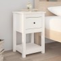Mesita de noche madera maciza de pino blanco 40x35x61,5 cm