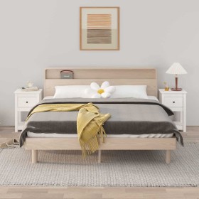 Mesitas de noche 2 uds madera maciza pino blanco 40x35x61,5 cm Mesitas de noche 2 uds madera maciza pino blanco 40x35x61,5 cm