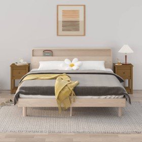 Mesitas de noche 2 uds madera de pino marrón miel 40x35x61,5 cm Mesitas de noche 2 uds madera de pino marrón miel 40x35x61,5 cm