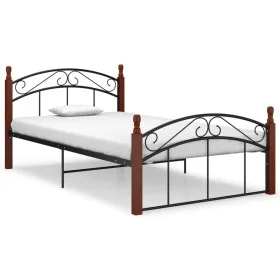 Metal bed frame and solid oak wood 120x200 cm by vidaXL, Beds and slatted bases - Ref: Foro24-324920, Price: 126,13 €, Discou...