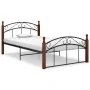Bettgestell aus Metall und massivem Eichenholz 120x200 cm von vidaXL, Betten und Lattenroste - Ref: Foro24-324920, Preis: 126...