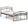 Metal bed frame and solid oak wood 120x200 cm by vidaXL, Beds and slatted bases - Ref: Foro24-324927, Price: 93,79 €, Discoun...
