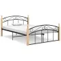 Bettgestell aus Metall und massivem Eichenholz 140x200 cm von vidaXL, Betten und Lattenroste - Ref: Foro24-324928, Preis: 105...