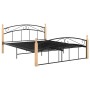 Estructura de cama metal y madera maciza de roble 140x200 cm de vidaXL, Camas y somieres - Ref: Foro24-324928, Precio: 106,48...
