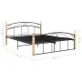 Bettgestell aus Metall und massivem Eichenholz 140x200 cm von vidaXL, Betten und Lattenroste - Ref: Foro24-324928, Preis: 105...