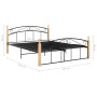 Estructura de cama metal y madera maciza de roble 140x200 cm de vidaXL, Camas y somieres - Ref: Foro24-324928, Precio: 106,48...