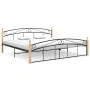 Metal bed frame and solid oak wood 200x200 cm by vidaXL, Beds and slatted bases - Ref: Foro24-324931, Price: 112,42 €, Discou...