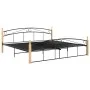Metal bed frame and solid oak wood 200x200 cm by vidaXL, Beds and slatted bases - Ref: Foro24-324931, Price: 112,42 €, Discou...