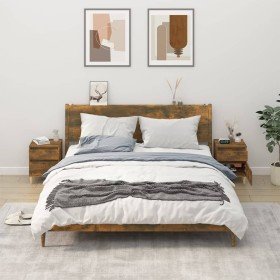 Mesitas de noche 2 unidades roble ahumado 40x35x50 cm Mesitas de noche 2 unidades roble ahumado 40x35x50 cm