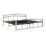 Metal bed frame and solid oak wood 200x200 cm by vidaXL, Beds and slatted bases - Ref: Foro24-324931, Price: 112,42 €, Discou...