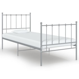 Estructura de cama de metal gris 90x200 cm