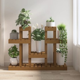 Soporte para plantas madera maciza pino miel 104,5x25x77,5 cm