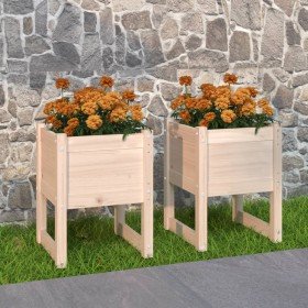 Jardinera 2 unidades madera maciza de pino 40x40x52,5 cm Jardinera 2 unidades madera maciza de pino 40x40x52,5 cm