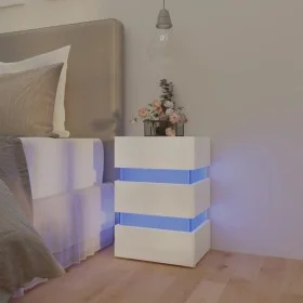 Mesita de noche LED madera ingeniería blanco brillo 45x35x67 cm by vidaXL, Nightstands - Ref: Foro24-326846, Price: 108,77 €,...