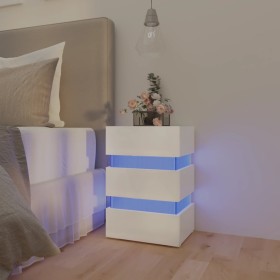 Nachttisch mit LED-Beleuchtung aus weißem Glanz-Engineering-Holz, 45x35x67 cm. von vidaXL, Nachttische - Ref: Foro24-326846, ...