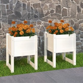 Jardinera 2 unidades madera maciza de pino blanco 40x40x52,5 cm Jardinera 2 unidades madera maciza de pino blanco 40x40x52,5 cm