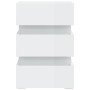 Mesita de noche LED madera ingeniería blanco brillo 45x35x67 cm