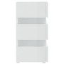 Mesita de noche LED madera ingeniería blanco brillo 45x35x67 cm