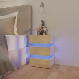 LED nightstand white and Sonoma engineered wood 45x35x67 cm by vidaXL, Nightstands - Ref: Foro24-326845, Price: 110,93 €, Dis...