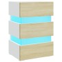 LED-Nachttisch in Weiß und Sonoma-Holzwerkstoff, 45 x 35 x 67 cm von vidaXL, Nachttische - Ref: Foro24-326845, Preis: 112,40 ...
