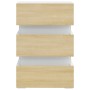 LED-Nachttisch in Weiß und Sonoma-Holzwerkstoff, 45 x 35 x 67 cm von vidaXL, Nachttische - Ref: Foro24-326845, Preis: 112,40 ...