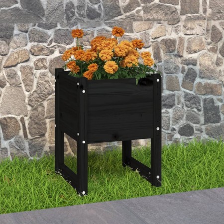 Jardinera madera maciza de pino negro 40x40x52,5 cm