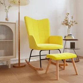 Silla mecedora con reposapiés tela amarillo mostaza de vidaXL, Mecedoras - Ref: Foro24-328025, Precio: 159,87 €, Descuento: %