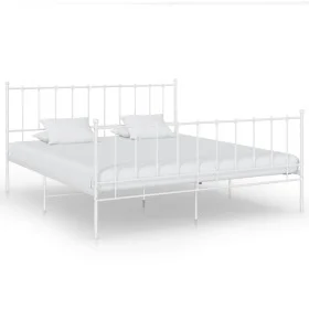 White metal bed frame 140x200 cm by vidaXL, Beds and slatted bases - Ref: Foro24-324956, Price: 102,03 €, Discount: %