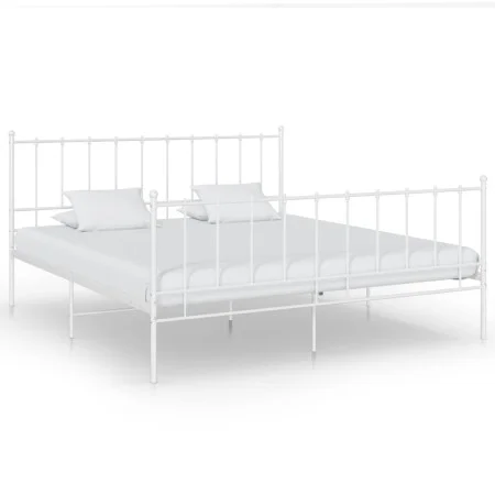 White metal bed frame 140x200 cm by vidaXL, Beds and slatted bases - Ref: Foro24-324956, Price: 102,03 €, Discount: %