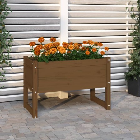 Jardinera madera maciza de pino marrón miel 78x40x52 cm en Maceteros y jardineras | Comprar online en Foro24