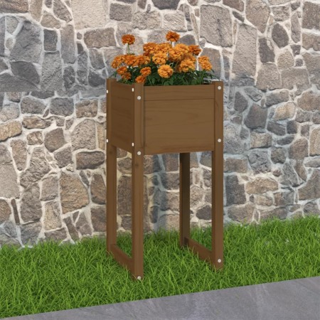 Jardinera madera maciza de pino marrón miel 40x40x81 cm en Maceteros y jardineras | Comprar online en Foro24