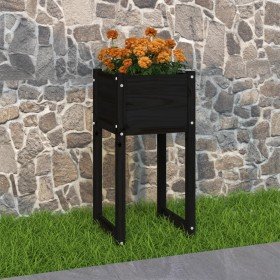 Jardinera madera maciza de pino negro 40x40x81 cm Jardinera madera maciza de pino negro 40x40x81 cm