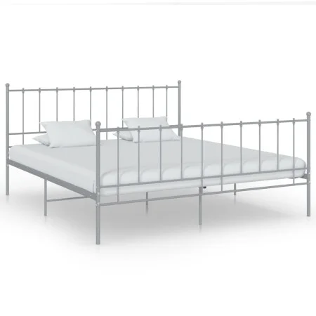 Gray metal bed frame 180x200 cm by vidaXL, Beds and slatted bases - Ref: Foro24-324963, Price: 124,40 €, Discount: %