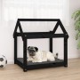Cama para perros madera maciza de pino negro 71x55x70 cm