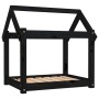 Cama para perros madera maciza de pino negro 71x55x70 cm
