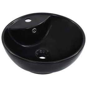 Lavabo con rebosadero 46,5x18 cm cerámica negro