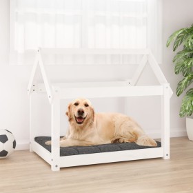 Cama para perros madera maciza de pino blanco 81x60x70 cm