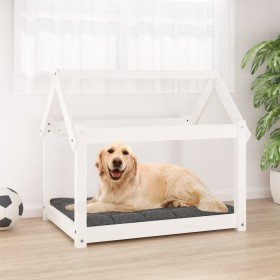Cama para perros madera maciza de pino blanco 81x60x70 cm