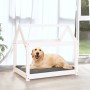 Cama para perros madera maciza de pino blanco 81x60x70 cm