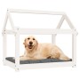 Cama para perros madera maciza de pino blanco 81x60x70 cm