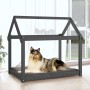 Cama para perros madera maciza de pino gris 101x70x90 cm