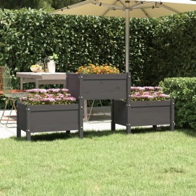 Jardinera de madera de pino maciza gris 178,5x44x75 cm en Maceteros y jardineras | Comprar online en Foro24