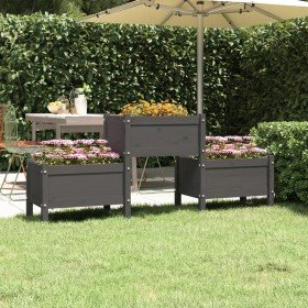 Jardinera de madera de pino maciza gris 178,5x44x75 cm en Maceteros y jardineras | Comprar online en Foro24